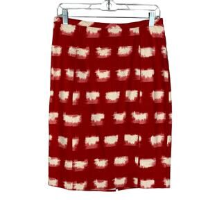 Corey Lynn Calter Red and Cream Brushstroke Pencil Skirt 8
